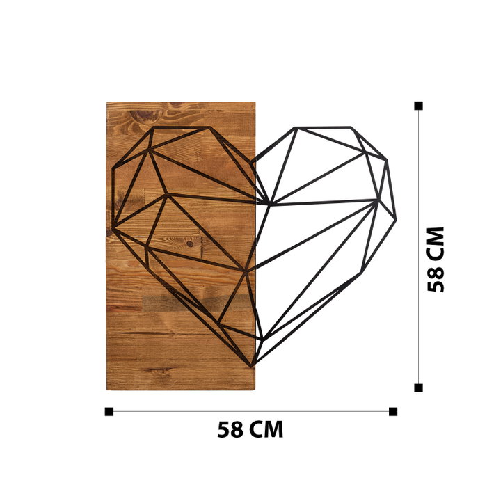 Wallity Heart Escultura de Pared Negro y Nogal